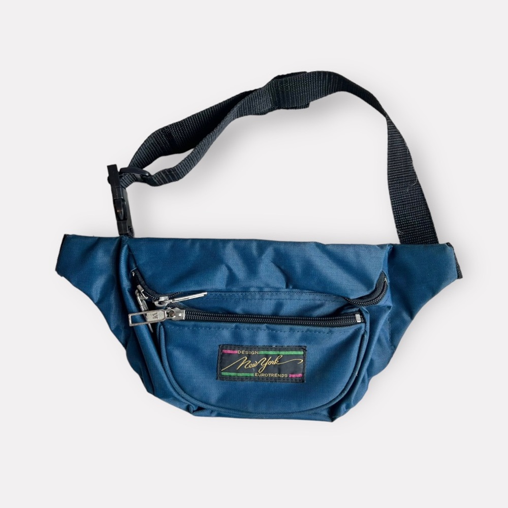 Vintage 80s Euro Fashion Nylon Fanny Pack With New York Design Euro Sport
